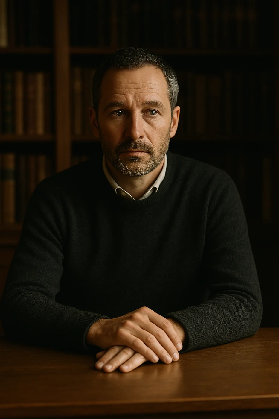 Sebastian Reinhardt, seated in a wood-panelled library